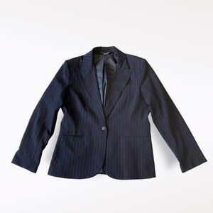 NORMA Kamali Blazer Indigo Navy Pinstripe Fitted Career Single Button 18